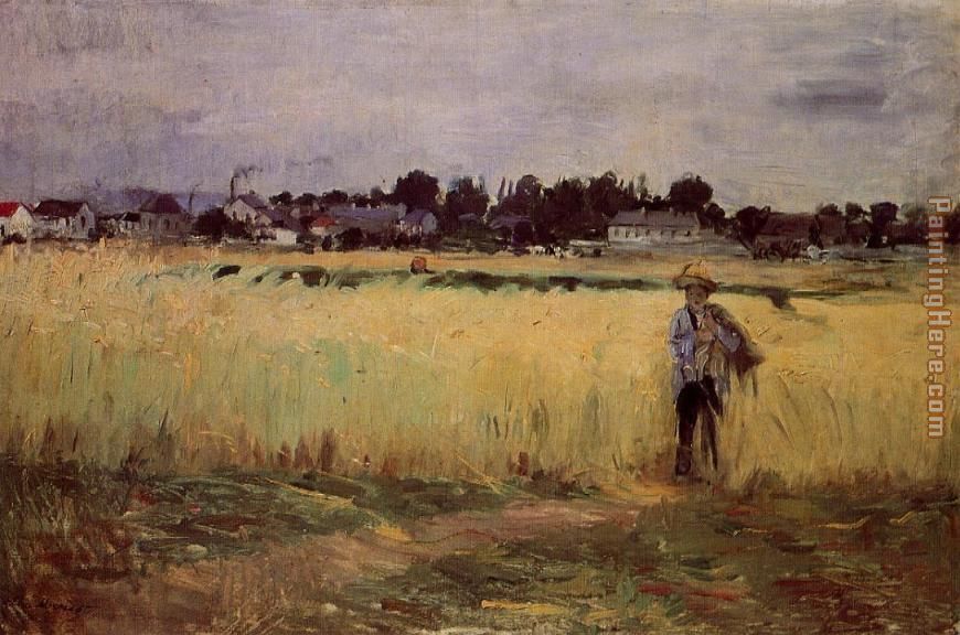 In the Wheat Fields at Gennevilliers painting - Berthe Morisot In the Wheat Fields at Gennevilliers art painting